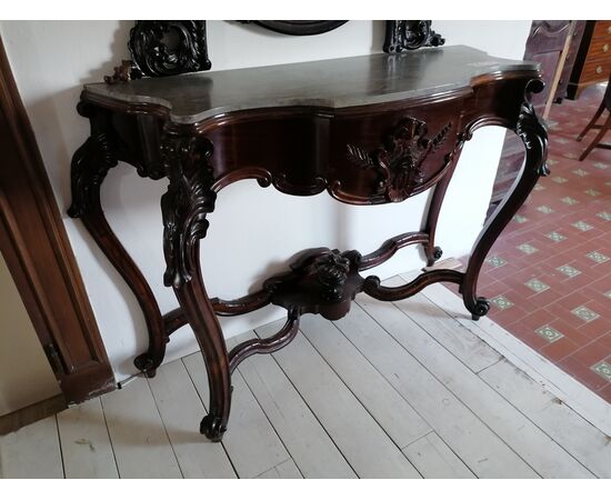 Console with marble top and mirror