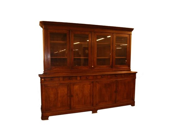 Large Italian sideboard bookcase from the early 19th century in walnut wood 3 meters     