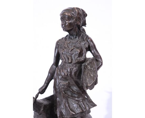 Bronze sculpture, &quot;Shepherdess with goat&quot; 20th century     