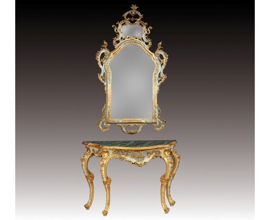 Consolle a specchiera in stile Rococò Luigi XV,