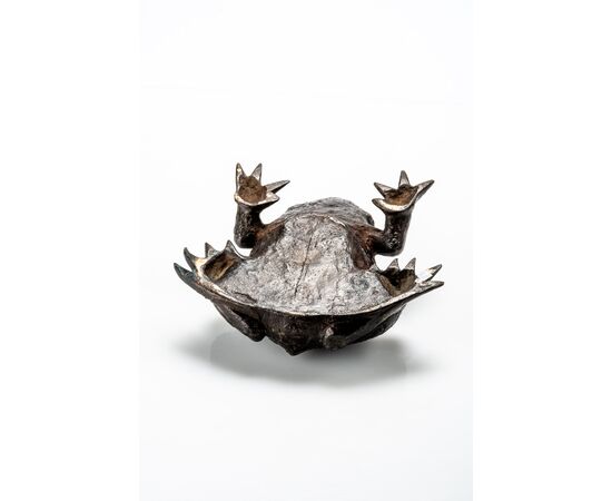 Okimono rospo in bronzo
