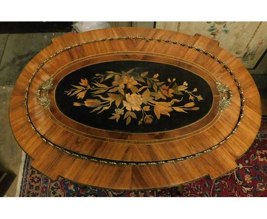 tav237 - inlaid planter / coffee table, size cm l 58 xh 80 x d. 40     