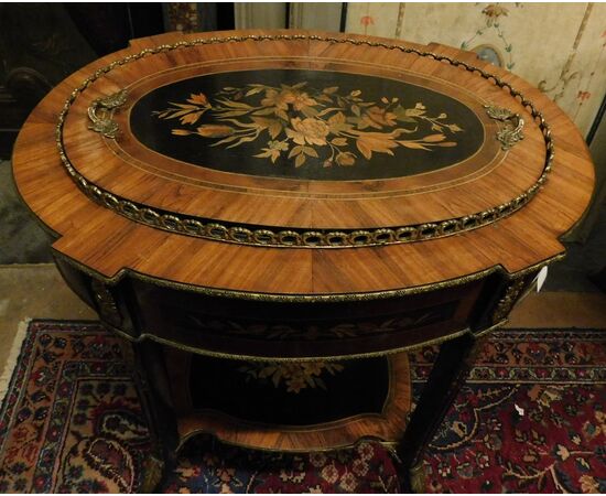 tav237 - inlaid planter / coffee table, size cm l 58 xh 80 x d. 40     