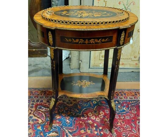 tav237 - inlaid planter / coffee table, size cm l 58 xh 80 x d. 40     