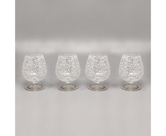 1960s Stunning Cocktail Shaker Set with Four Glasses. Made in Italy