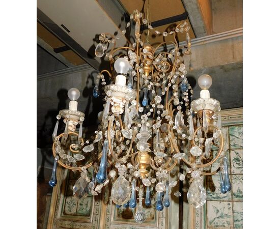 lamp194 - Genoese chandelier, 19th century, circumference 65 xh max cm 110     