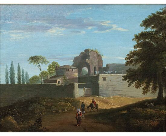 View of the Temple of Minerva, Roman painter of the XVIII - XIX century     