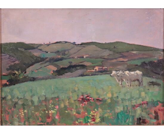 Cafiero Filippelli (Livorno1889-1973) - Landscape with oxen     