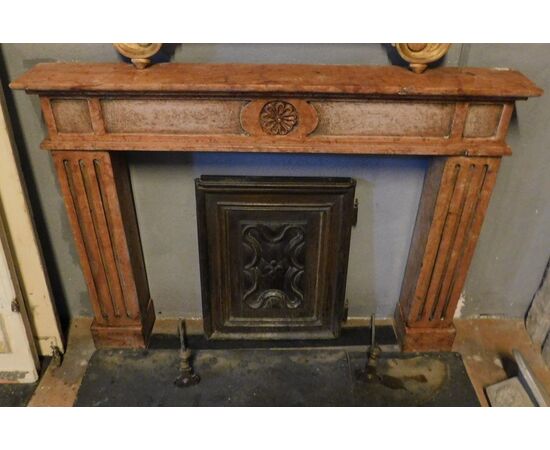 chm750 - marble fireplace, 19th century, cm l 143 xh 110 xp 18.5     