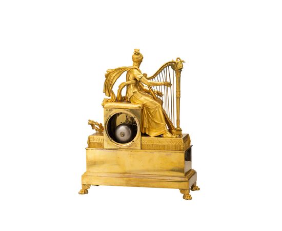 Orologio da appoggio francese in bronzo dorato al mercurio