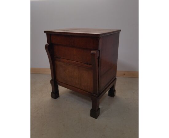Empire nightstand with suspenders - early 19th century - comfortable cupboard chest of drawers     