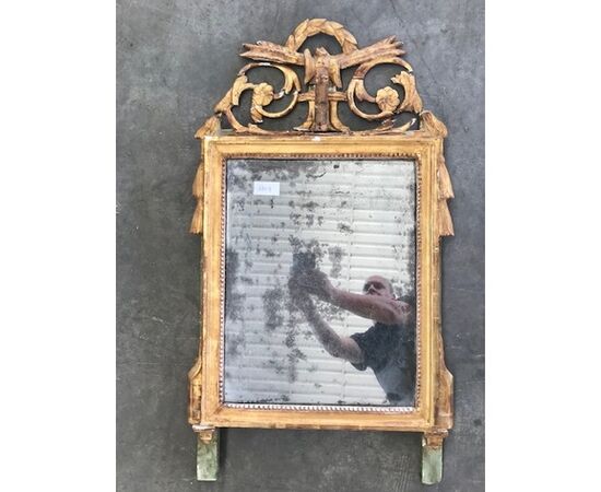 Elegante e preziosa specchiera Luigi XVI in legno scolpito - Restaurata (in corso d&#39;opera)