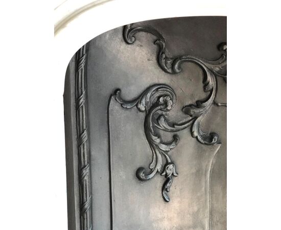 White Carrara marble fireplace with Napoleon III Paris cast iron reducer     