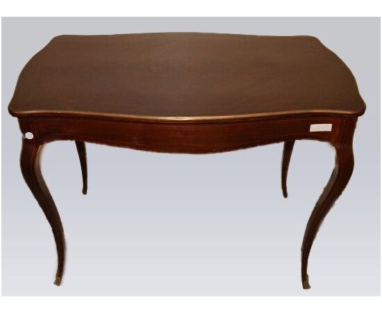 Antique French desk from the 1800s Louis XV style with floral inlay     