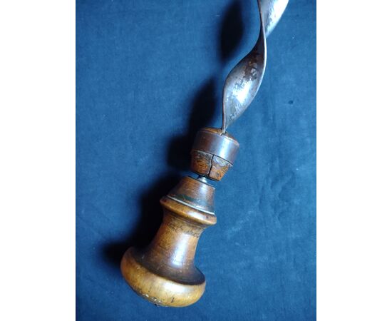 Gorgeous 18th century forged iron hand drill     