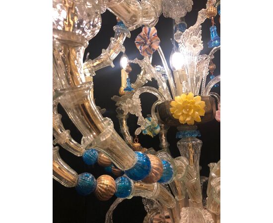 Basket chandelier, Murano glass 13 flames     