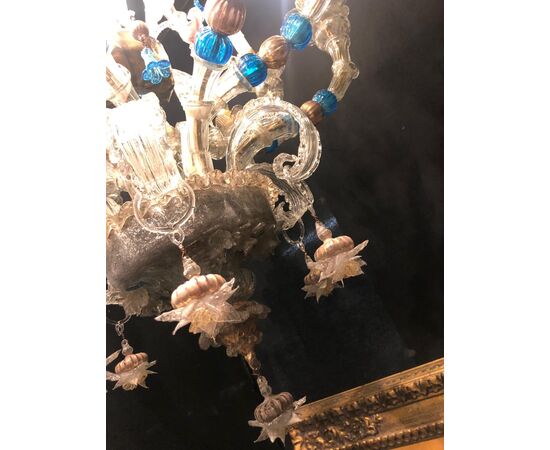 Basket chandelier, Murano glass 13 flames     