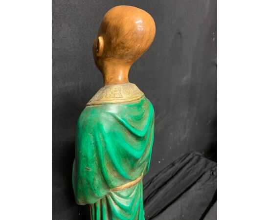 Statua prete buddista in ceramica