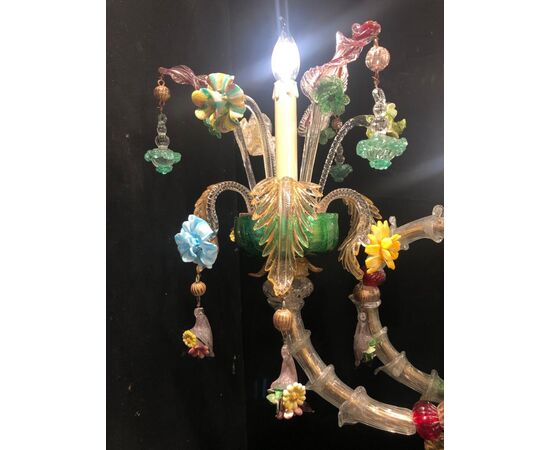 Venetian gondola chandelier 14 flames in Murano glass     