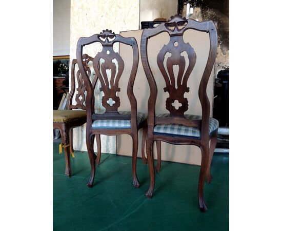 Four baroque chairs in walnut     