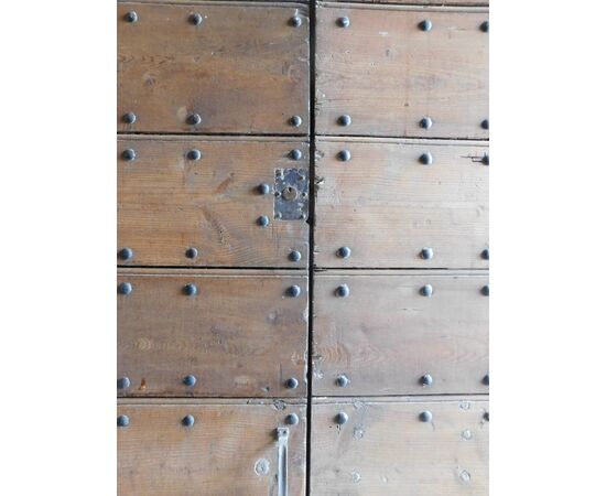  ptc016 - porta da carcere in legno e ferro, epoca '800, misura cm L 100 x H 218 