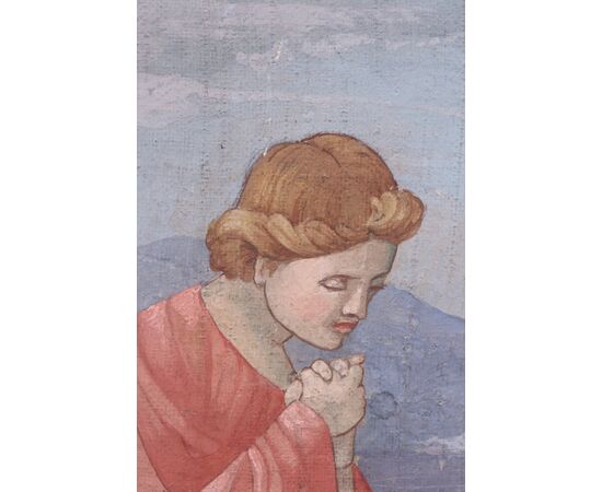 Grande dipinto: Coppia di angeli, Toscana, '900