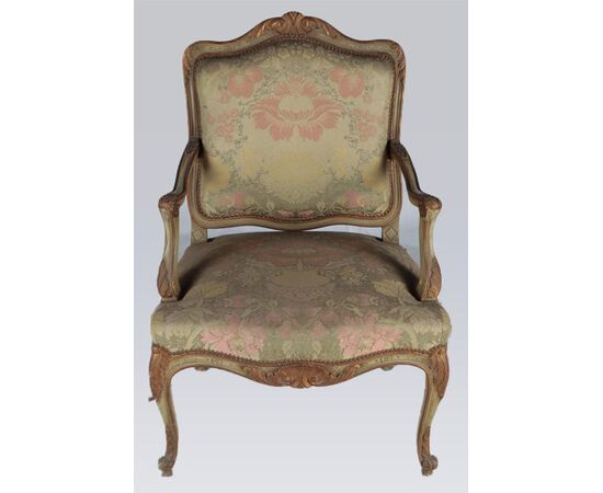 Antique Italian Louis XV armchair from the 1950s in lacquered wood     
