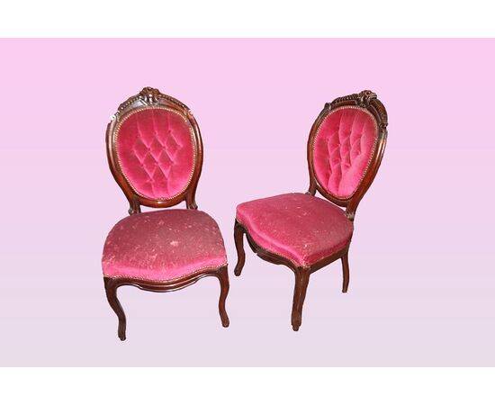 Group of 6 Louis Philippe style chairs in mahogany wood     