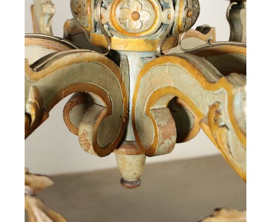 Lacquered Wood Chandelier     