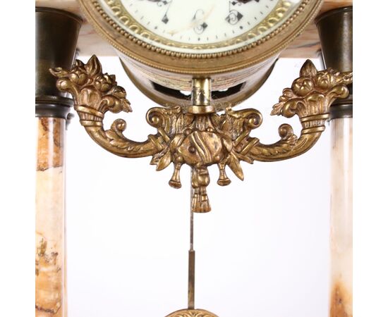 Triptych Marble and Bronze Clock     