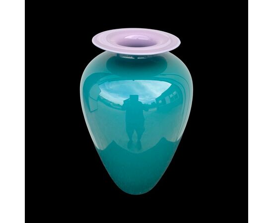 Two-colored cased glass vase.Nason Moretti manufacture.Murano.     
