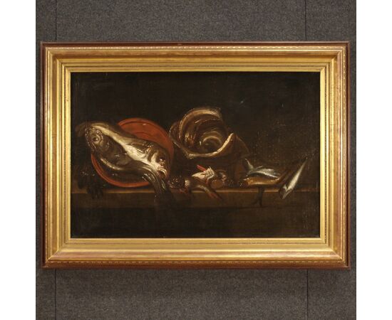 Still life painting with fish from the 17th century