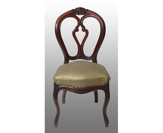 Gruppo di sei sedie inglesi del 1800 in mogano con schienale a giorno