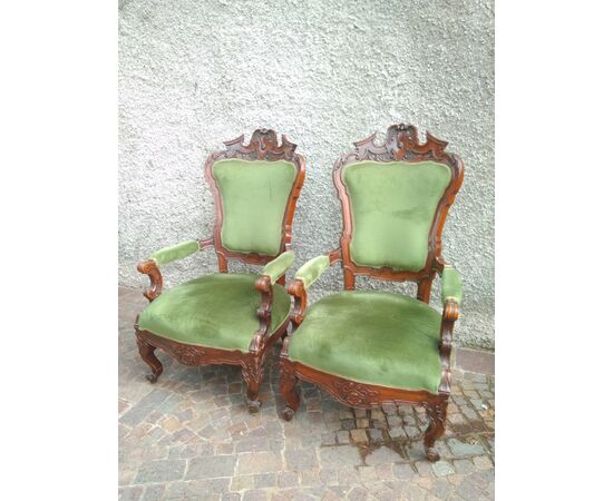 Splendid pair of mid-19th century armchairs     