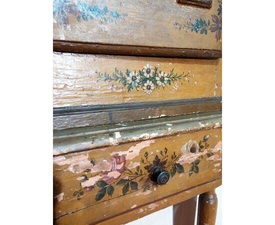 Rare small lacquered Louis XVI corner cabinet     
