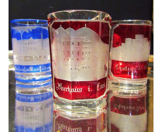 Very rare and precious collection of Biedermeier glasses and mugs     