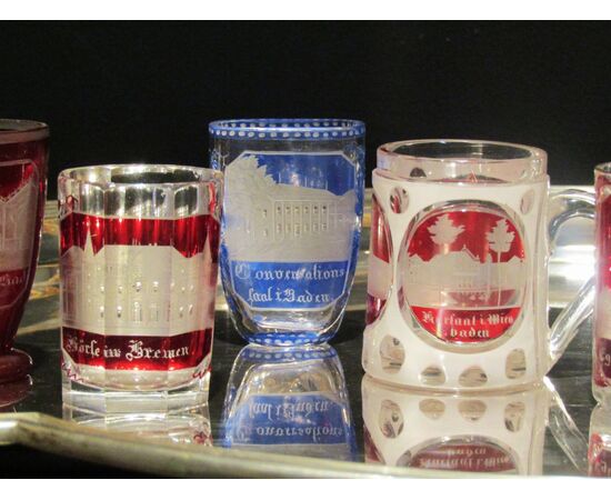 Rarissima e preziosa collezione di bicchieri e boccali Biedermeier