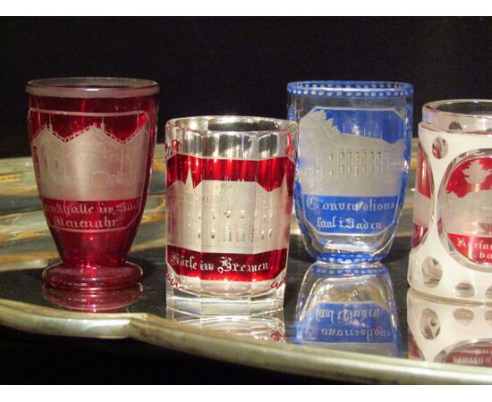 Very rare and precious collection of Biedermeier glasses and mugs     