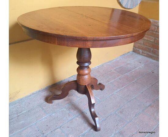 Round table inlaid Rolo in elm no Sorrentino     