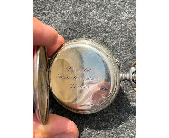 Orologio cronografo da tasca in argento.Francia.
