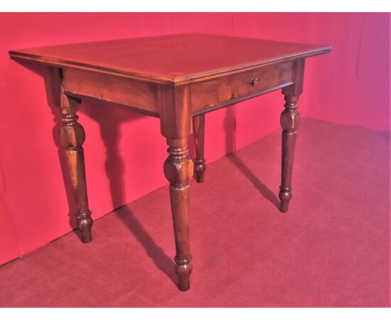 Coffee table with inlaid top and drawer