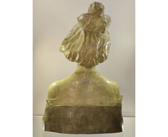 Antique GOLDSCHEIDER sculpture bust signed HANIROFF &quot;La Fierté&quot;     