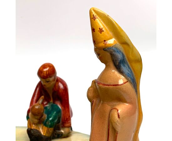 ARS PULCHRA - EPIGONO LENCI, Pinocchio e personaggi, svuota tasche centrotavola ceramica