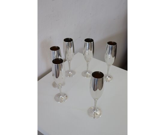 Set di sei Bicchieri Flute vintage placcati in argento, anni ’80 PREZZO TRATTABILE