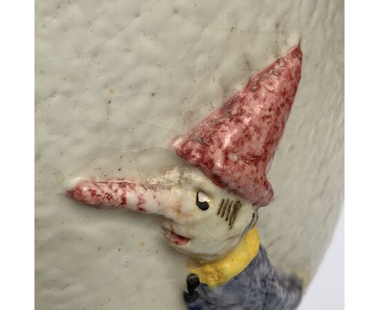 C.D.A. Albisola, LA CASA DELL'ARTE, Pinocchio con asino, portavaso uovo ceramica anni '40