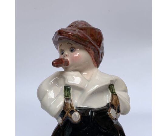 LENCI, SANDRO VACCHETTI, Boy with cigar, hand-decorated ceramic figurine     