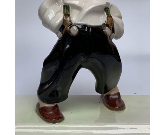 LENCI, SANDRO VACCHETTI, Boy with cigar, hand-decorated ceramic figurine     