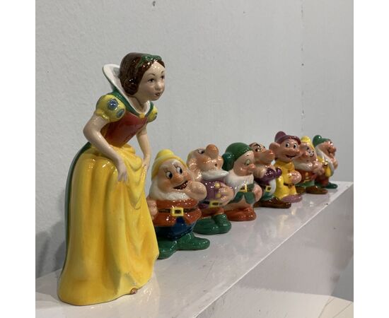 ZACCAGNINI, Walt Disney, ceramic figurine, snow white and the seven dwarfs     