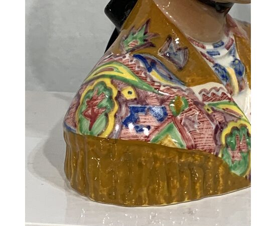 ESSEVI, SANDRO VACCHETTI, ceramica decorata busto di donna