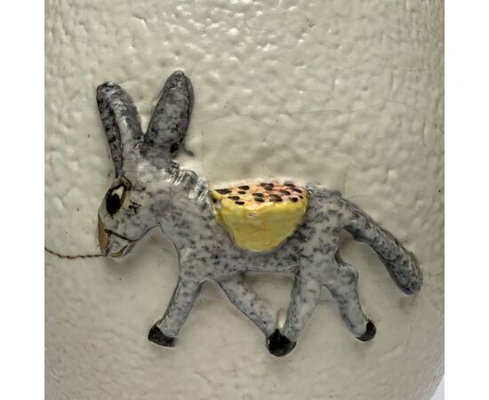 CDA Albisola, LA CASA DELL&#39;ARTE, Pinocchio with donkey, 1940s ceramic egg holder     
